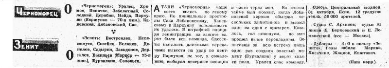 Черноморец (Одесса) - Зенит (Ленинград) 0:0. Нажмите, чтобы посмотреть истинный размер рисунка