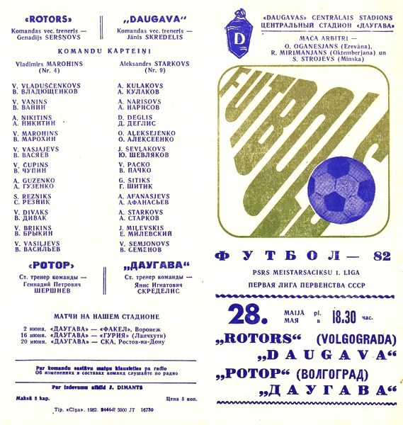 Даугава (Рига) - Ротор (Волгоград) 4:2