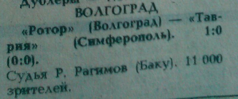 Ротор (Волгоград) - Таврия (Симферополь) 1:0. Нажмите, чтобы посмотреть истинный размер рисунка