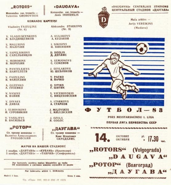 Даугава (Рига) - Ротор (Волгоград) 1:1