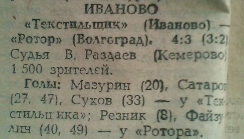 Текстильщик (Иваново) - Ротор (Волгоград) 4:3. Нажмите, чтобы посмотреть истинный размер рисунка