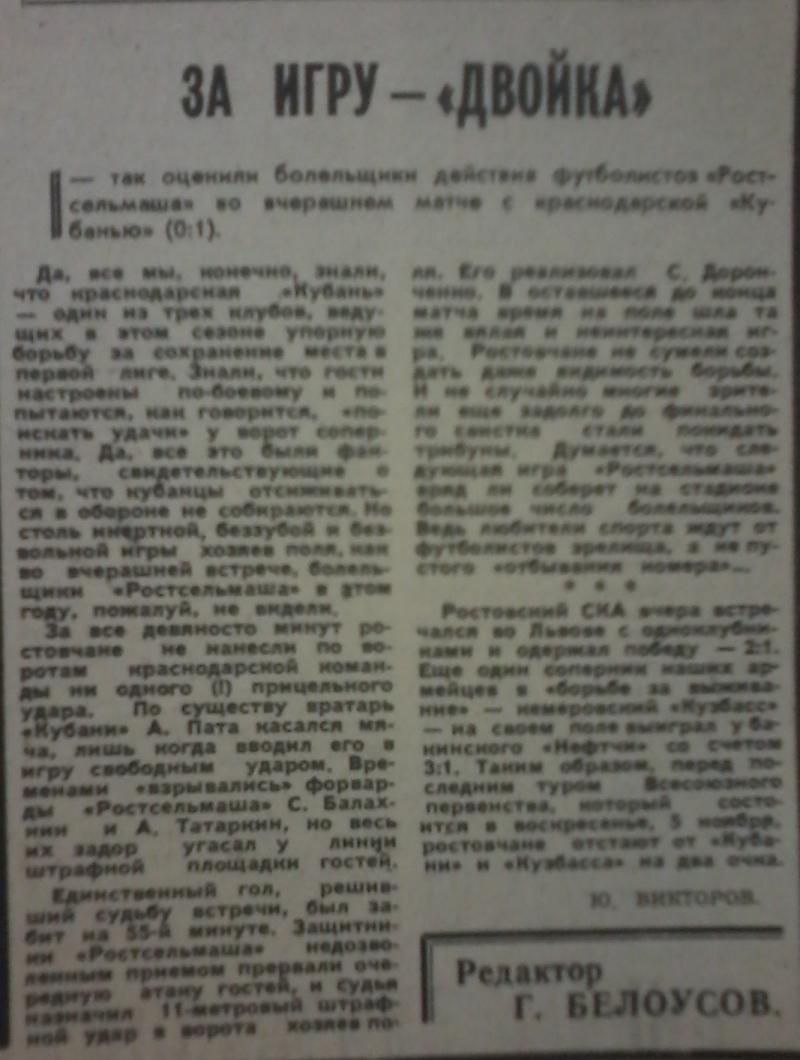 Ростсельмаш (Ростов-на-Дону) - Кубань (Краснодар) 0:1. Нажмите, чтобы посмотреть истинный размер рисунка