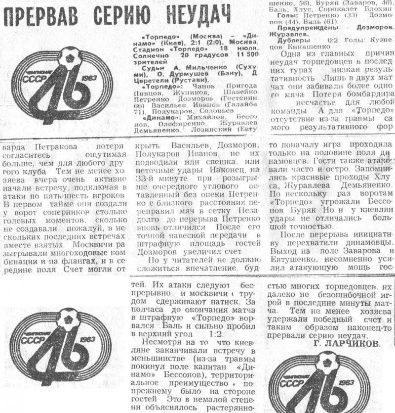 Торпедо (Москва) - Динамо (Киев) 2:1. Нажмите, чтобы посмотреть истинный размер рисунка
