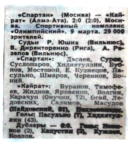 Динамо (Тбилиси) - Динамо (Минск) 2:1
