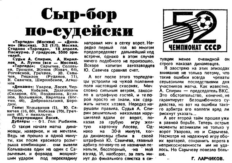 Торпедо (Москва) - Динамо (Москва) 3:2. Нажмите, чтобы посмотреть истинный размер рисунка