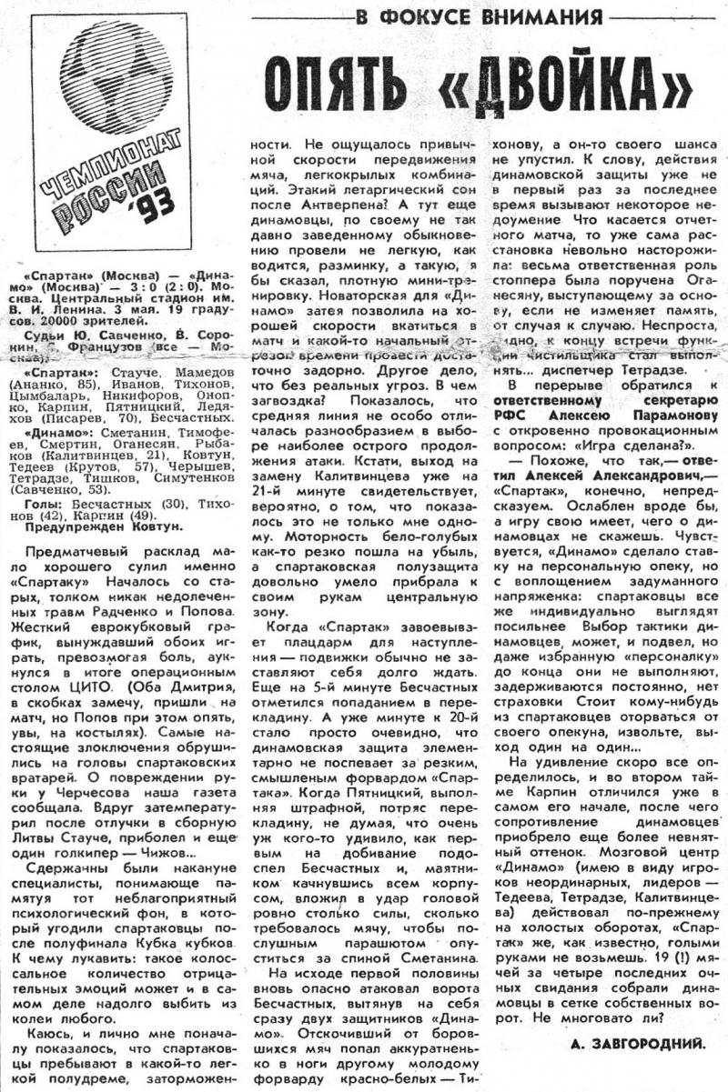 Спартак (Москва) - Динамо (Москва) 3:0. Нажмите, чтобы посмотреть истинный размер рисунка