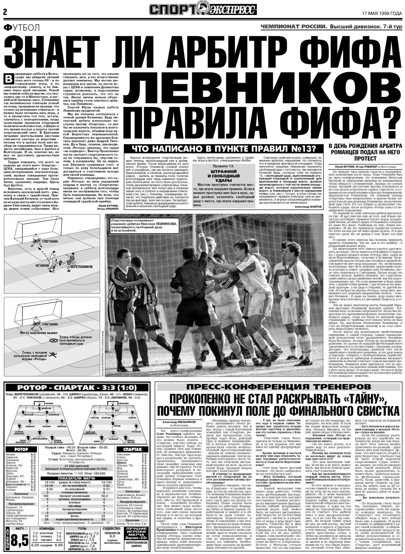 Ротор (Волгоград) - Спартак (Москва) 3:3. Нажмите, чтобы посмотреть истинный размер рисунка