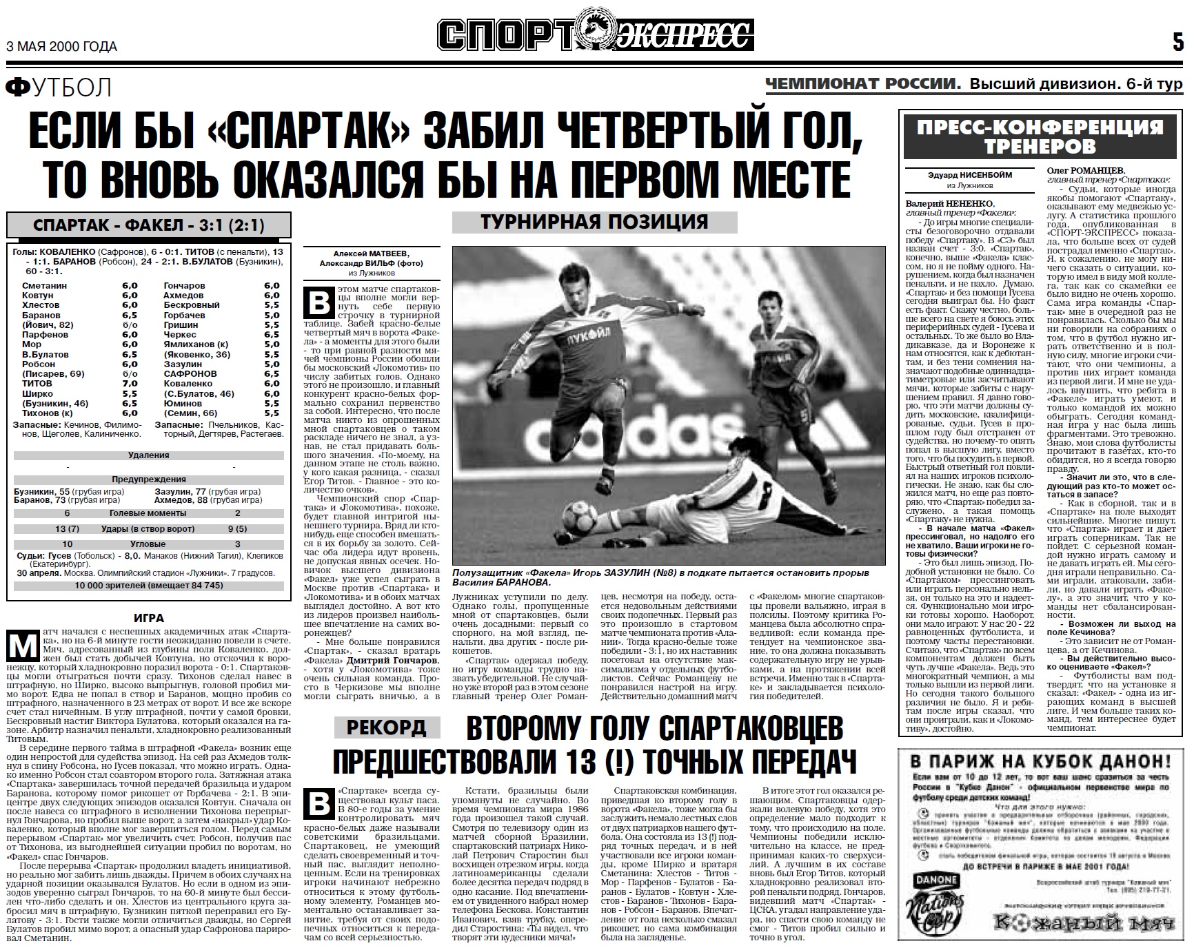 Спартак (Москва) - Факел (Воронеж) 3:1. Нажмите, чтобы посмотреть истинный размер рисунка