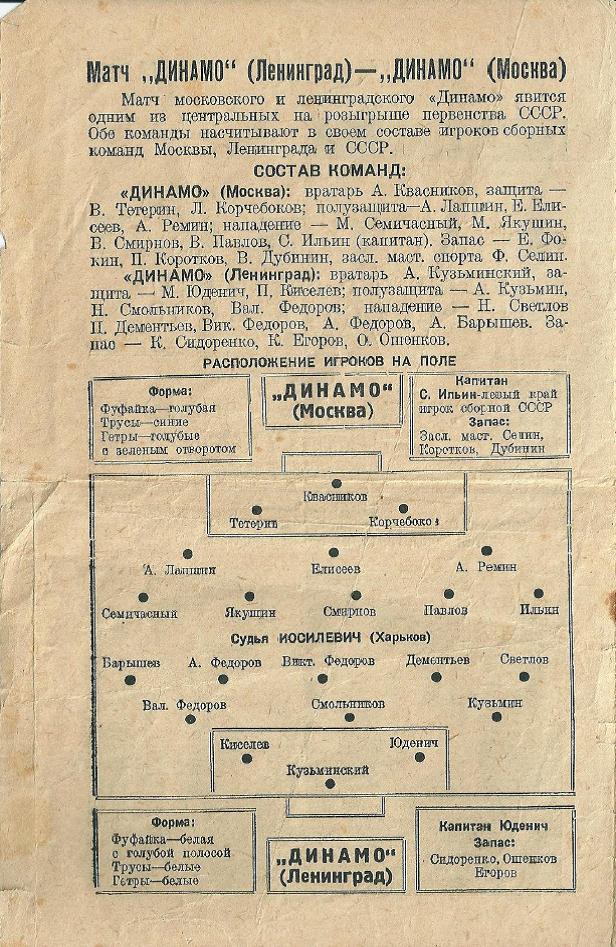 Динамо (Москва) - Динамо (Ленинград) 2:0