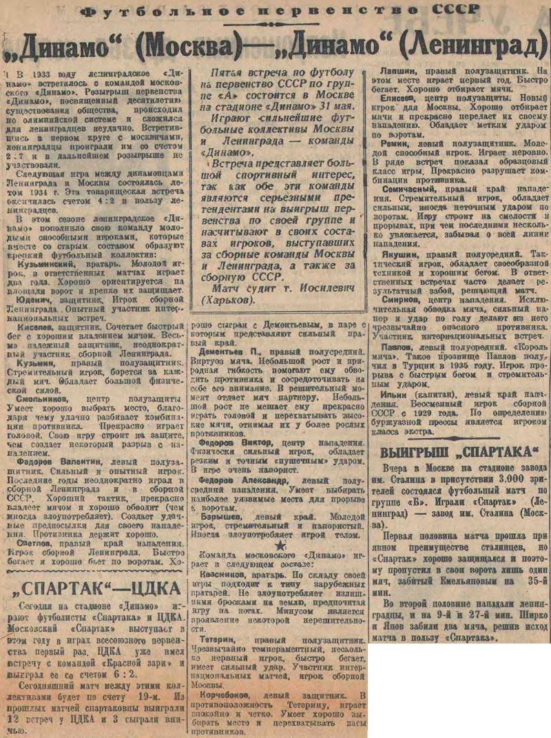 Динамо (Москва) - Динамо (Ленинград) 2:0. Нажмите, чтобы посмотреть истинный размер рисунка