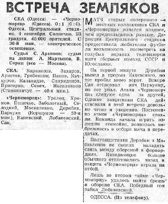 СКА (Одесса) - Черноморец (Одесса) 0:1