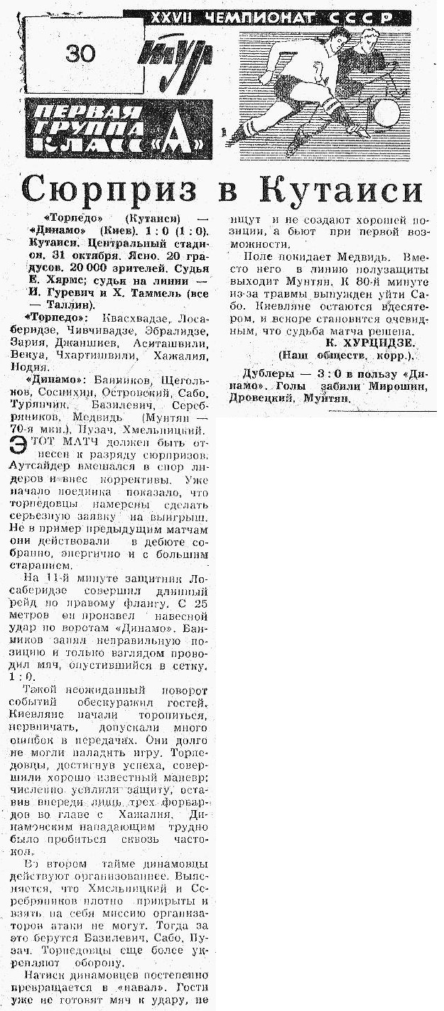 Торпедо (Кутаиси) - Динамо (Киев) 1:0