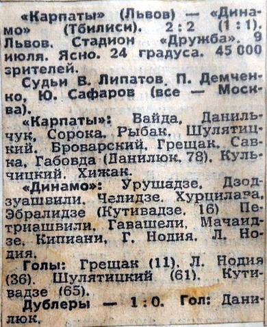 Карпаты (Львов) - Динамо (Тбилиси) 2:2
