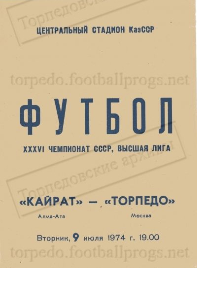 Кайрат (Алма-Ата) - Торпедо (Москва) 1:1
