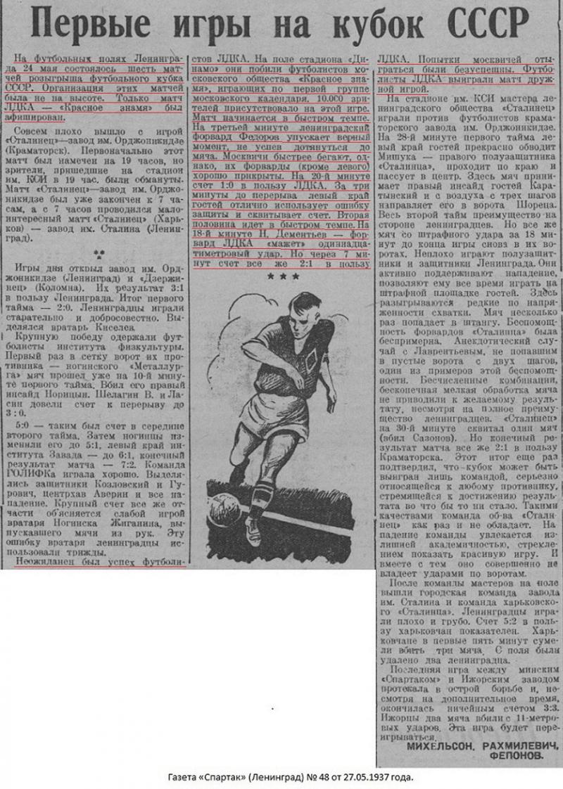 ЛДКА им. С.М. Кирова (Ленинград) - Красное Знамя (Москва) 2:1. Нажмите, чтобы посмотреть истинный размер рисунка
