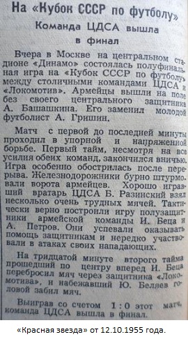 ЦДСА (Москва) - Локомотив (Москва) 1:0