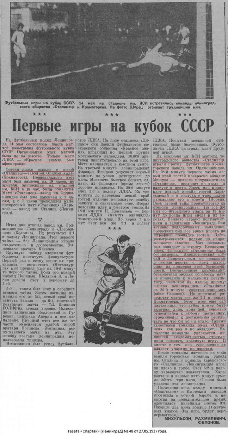Сталинец (Ленинград) - Авангард - Старокраматорский машиностроительный завод им. С.Орджоникидзе (Краматорск) 1:2. Нажмите, чтобы посмотреть истинный размер рисунка