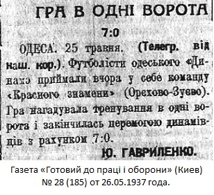 Динамо (Одесса) - Красное Знамя (Орехово-Зуево) 7:0