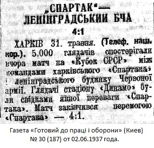 Спартак (Харьков) - ЛДКА им. С.М. Кирова (Ленинград) 4:1