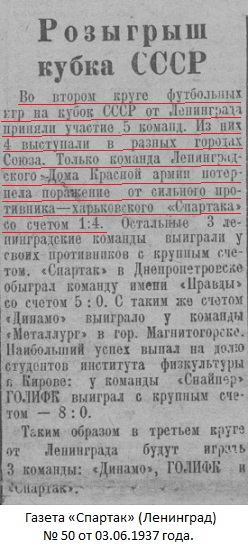 Спартак (Харьков) - ЛДКА им. С.М. Кирова (Ленинград) 4:1