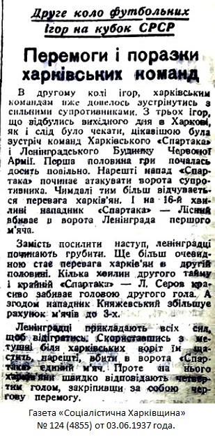 Спартак (Харьков) - ЛДКА им. С.М. Кирова (Ленинград) 4:1