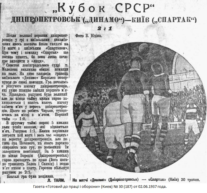 Спартак (Киев) - Динамо (Днепропетровск) +:- 1:2 тех.