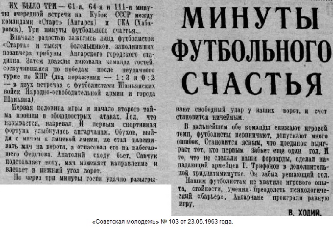 Старт (Ангарск) - СКА (Хабаровск) 1:2 д.в.