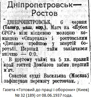 Спартак (Днепропетровск) - Динамо (Ростов-на-Дону) 0:1