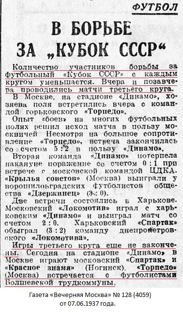 Торпедо (Москва) - Динамо - трудовая коммуна № 1 (Болшево) 2:1