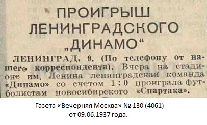 Динамо (Ленинград) - Спартак (Новосибирск) 0:1