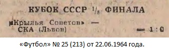 Крылья Советов (Куйбышев) - СКА (Львов) 1:0