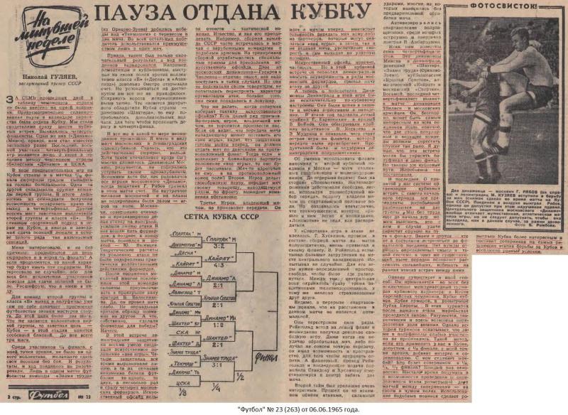 Динамо (Москва) - Динамо (Ленинград) 1:2. Нажмите, чтобы посмотреть истинный размер рисунка