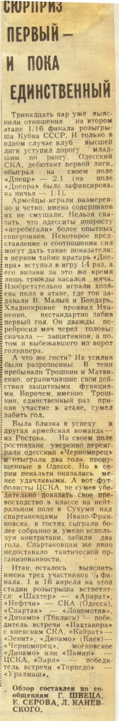 СКА (Одесса) - Днепр (Днепропетровск) 2:1