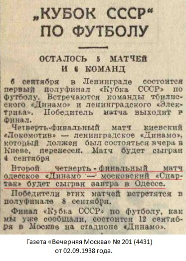 Динамо (Одесса) - Спартак (Москва) 0:3