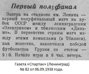 Электрик (Ленинград) - Динамо (Тбилиси) 2:1