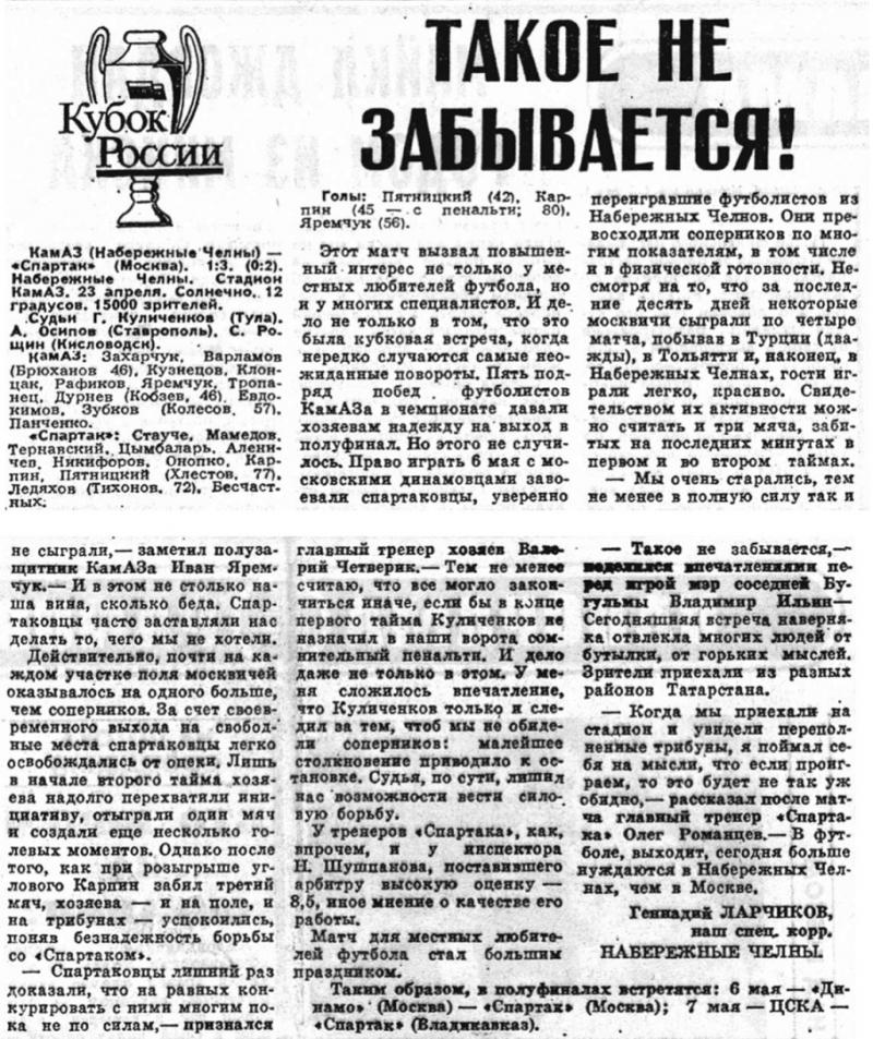 КамАЗ (Набережные Челны) - Спартак (Москва) 1:3. Нажмите, чтобы посмотреть истинный размер рисунка