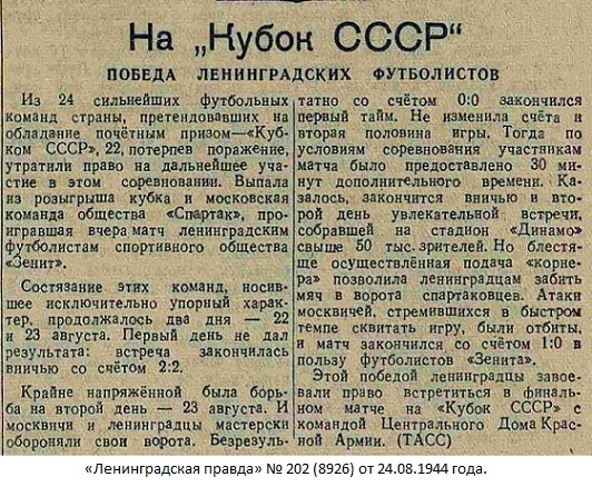 Спартак (Москва) - Зенит (Ленинград) 0:1 д.в.