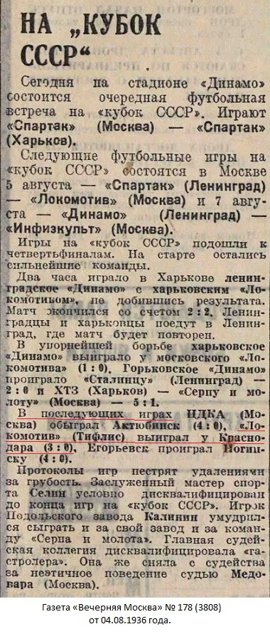 Динамо (Краснодар) - Локомотив (Тифлис) 0:3