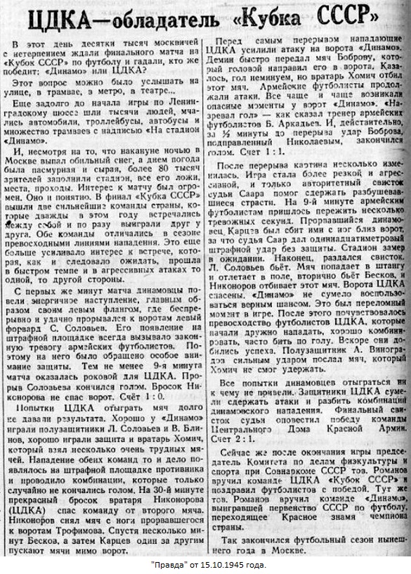 ЦДКА (Москва) - Динамо (Москва) 2:1