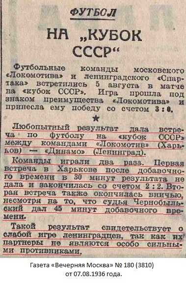 Локомотив (Харьков) - Динамо (Ленинград) 1:1 д.в.
