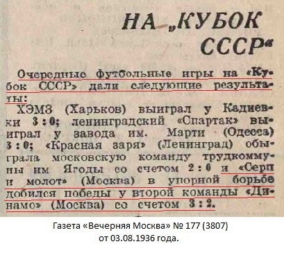 Серп и Молот (Москва) - Динамо-2 (Москва) 3:2