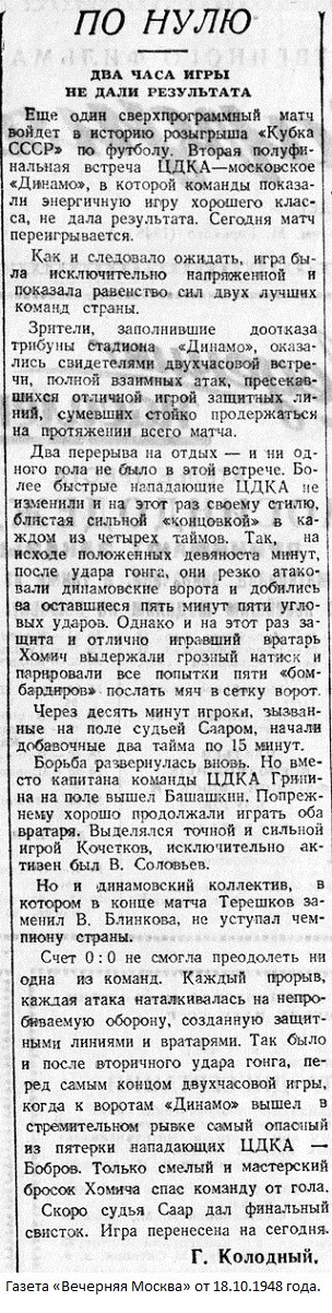 ЦДКА (Москва) - Динамо (Москва) 0:0 д.в.