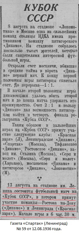 Красная Заря (Ленинград) - Динамо (Ростов-на-Дону) 2:1