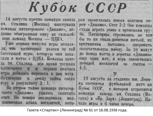 ЗИС - автомобильный завод им. И.В. Сталина (Москва) - Динамо (Пятигорск) 4:2