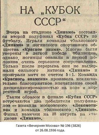 Красное Знамя (Глухово) - Динамо (Тбилиси) 1:5