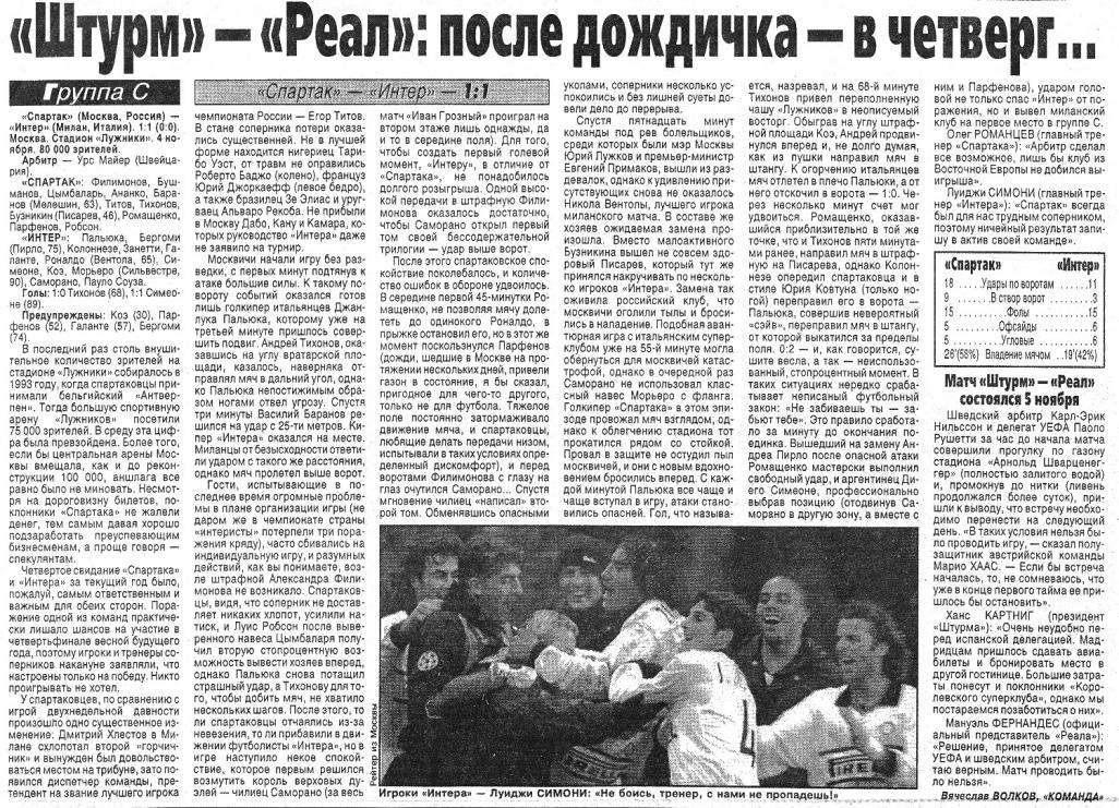 Спартак (Россия) - Интер (Италия) 1:2. Нажмите, чтобы посмотреть истинный размер рисунка