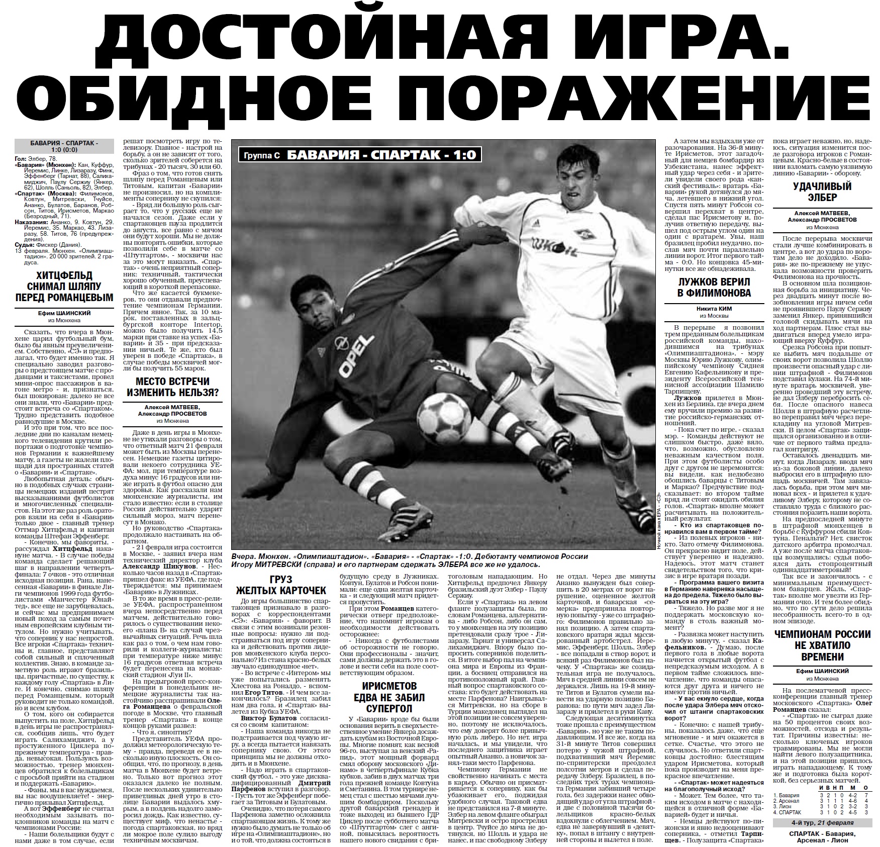 Бавария (Германия) - Спартак (Россия) 1:0. Нажмите, чтобы посмотреть истинный размер рисунка