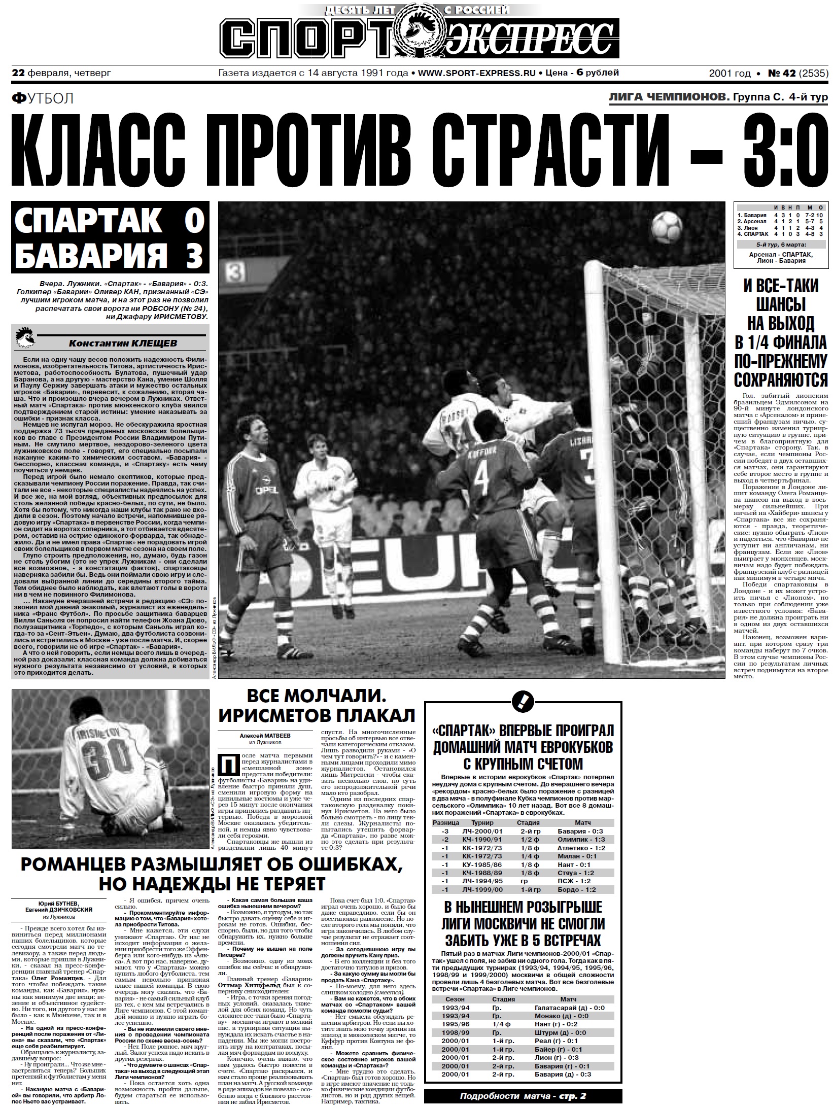 Спартак (Россия) - Бавария (Германия) 0:3. Нажмите, чтобы посмотреть истинный размер рисунка