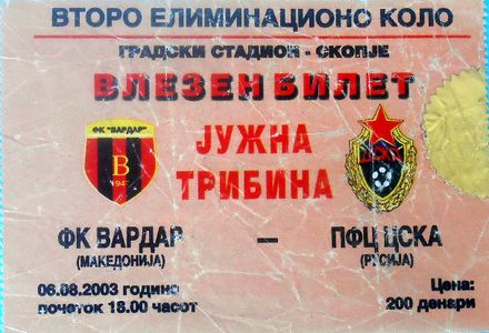 Вардар (Македония) - ЦСКА (Россия) 1:1